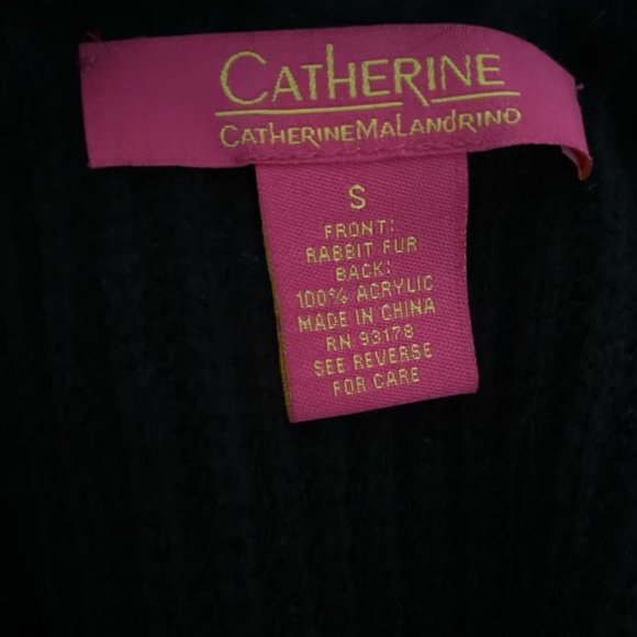 Catherine Malandrino Long Drape Genuine Rabbit Fur Vest (Black- S) - Picture 3 of 13